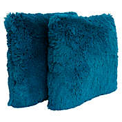 Thro Chubby Faux Fur Square Decorative Pillows in Ocean (Set of 2)