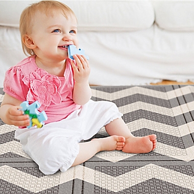 Parklon Chevron Portable Folding Play Mat in Grey/Ivory. View a larger version of this product image.