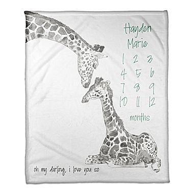 Designs Direct Darling Giraffe Milestone Throw Blanket in Grey. View a larger version of this product image.