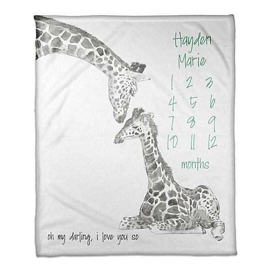 Alternate image 1 for Designs Direct Darling Giraffe Milestone Throw Blanket in Grey