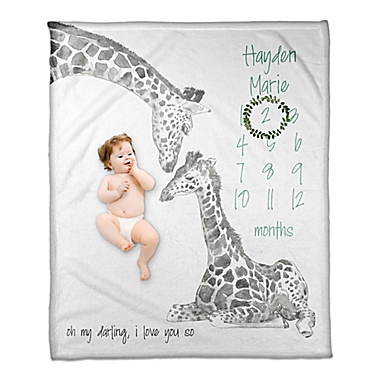 Designs Direct Darling Giraffe Milestone Throw Blanket in Grey. View a larger version of this product image.
