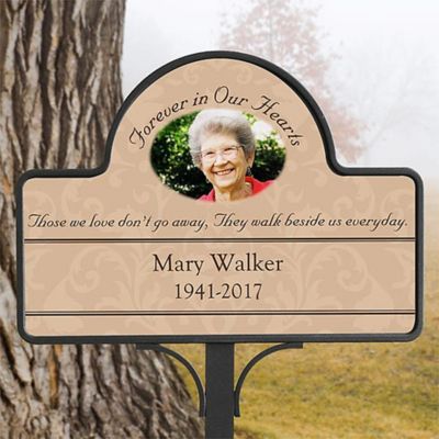Forever in Our Hearts Custom Photo Memorial Magnetic Garden Sign