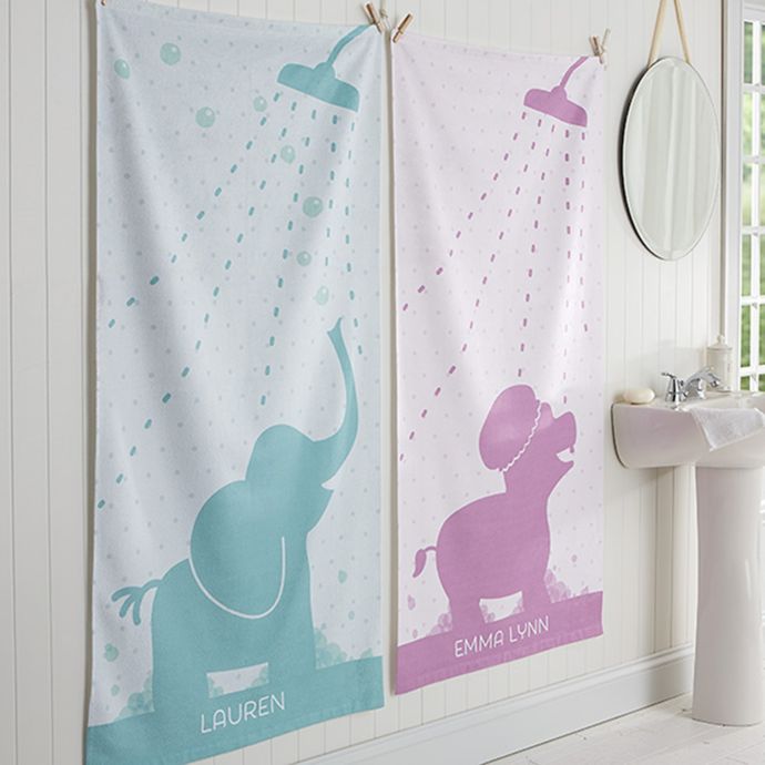 Baby Zoo Animals Personalized Bath Towel | buybuy BABY