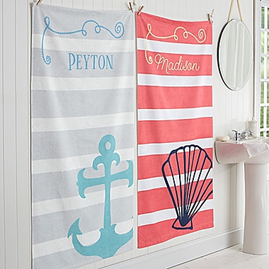 Nautical Personalized Bath Towel. View a larger version of this product image.