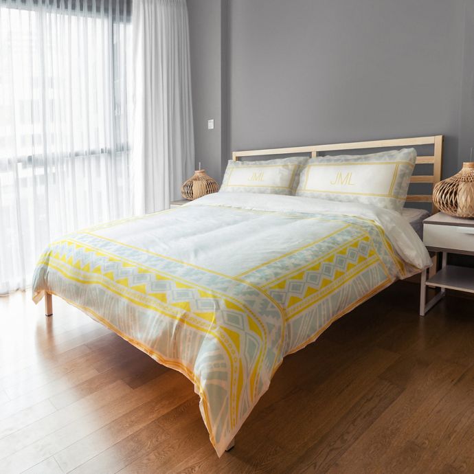 Designs Direct Tribal Border Pattern Duvet Cover In Yellow Bed