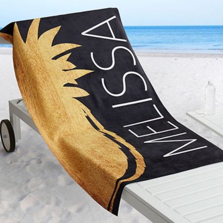 Golden Pineapple Beach Towel