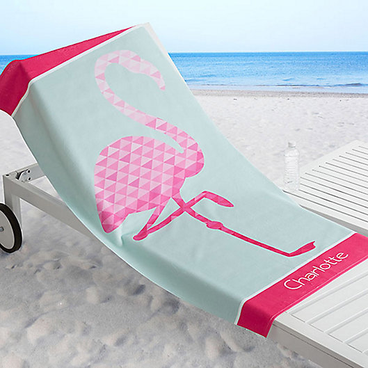 Pink Flamingo Personalized 3 Piece Bath Towel Set  Any Color Beach  Bathroom 