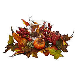 Nearly Natural 16-Inch Berry and Maple Leaf Artificial Arrangement Candelabrum