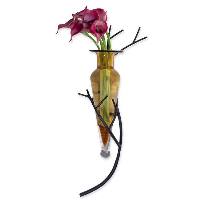 Danya B Glass Amphora Vase With Iron Twig Wall Sconce In Amber