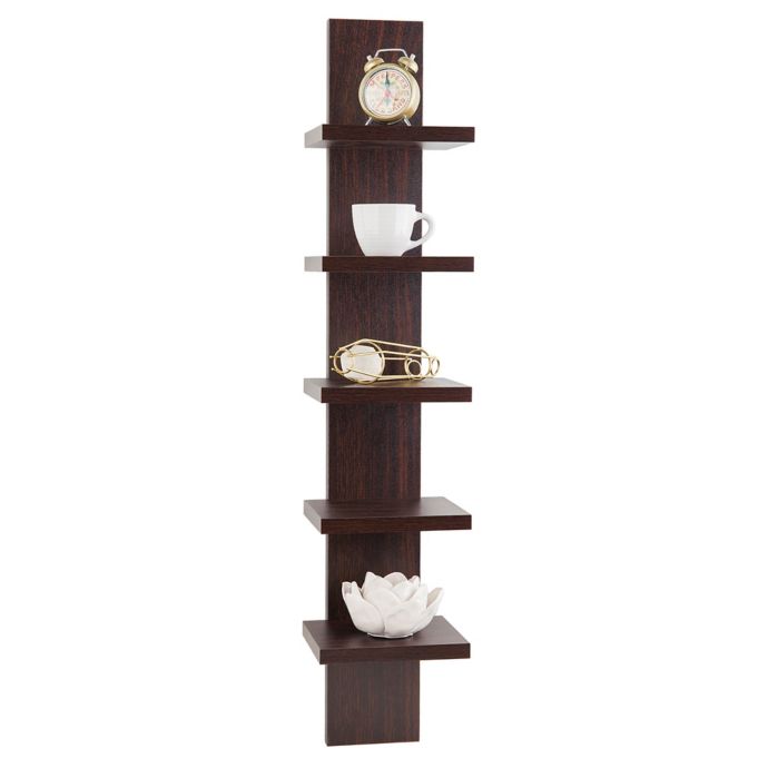 Danya B 5 Tier Spine Wall Shelves In Walnut Bed Bath Beyond