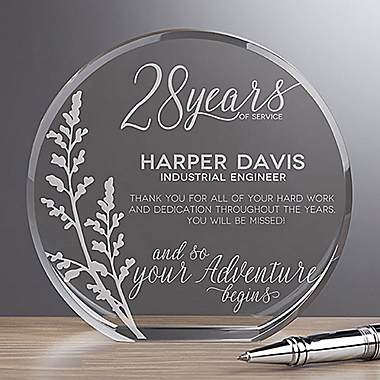 Retirement Round Crystal Award. View a larger version of this product image.