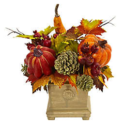 Nearly Natural 11-Inch Berry and Maple Leaf Artificial Arrangement with Vase