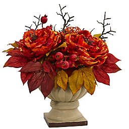 Nearly Natural 15-Inch Peony and Sedum Artificial Arrangement