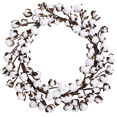 Nearly Natural 20-Inch Cotton Ball Wreath. View a larger version of this product image.