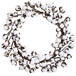 Nearly Natural 20-Inch Cotton Ball Wreath