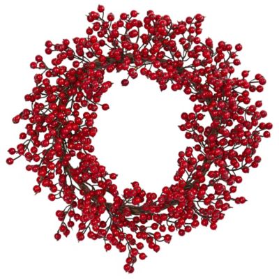 Nearly 22-Inch Natural Berry Wreath in Red