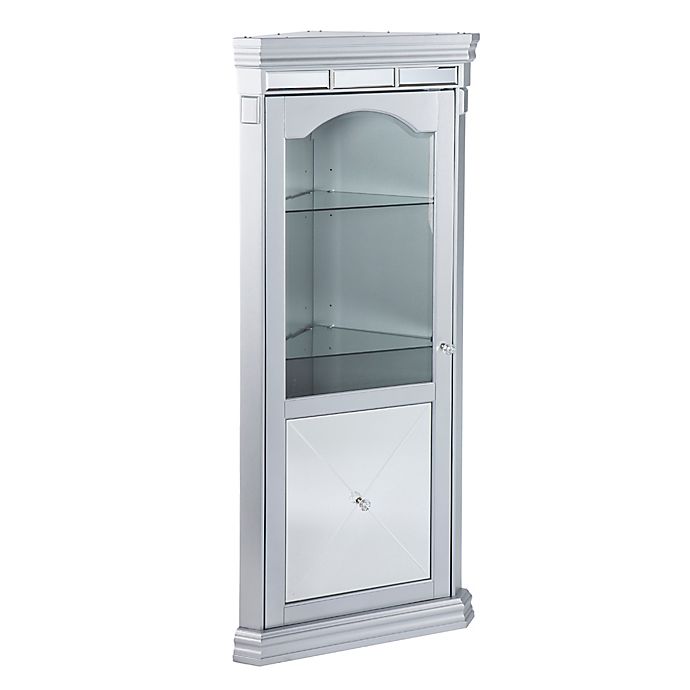 Southern Enterprises Mirage Mirrored Lighted Corner Curio Cabinet