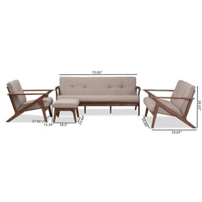 Baxton Studio Bianca 4-Piece Sofa Set In Light Grey | Bed Bath & Beyond