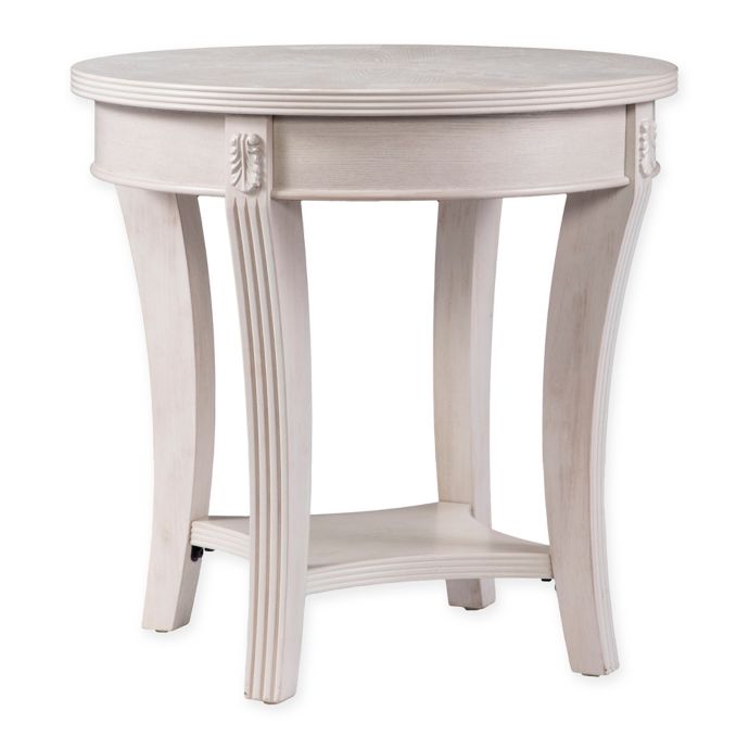 Southern Enterprises Laverly Round End Table with Whitewash Finish