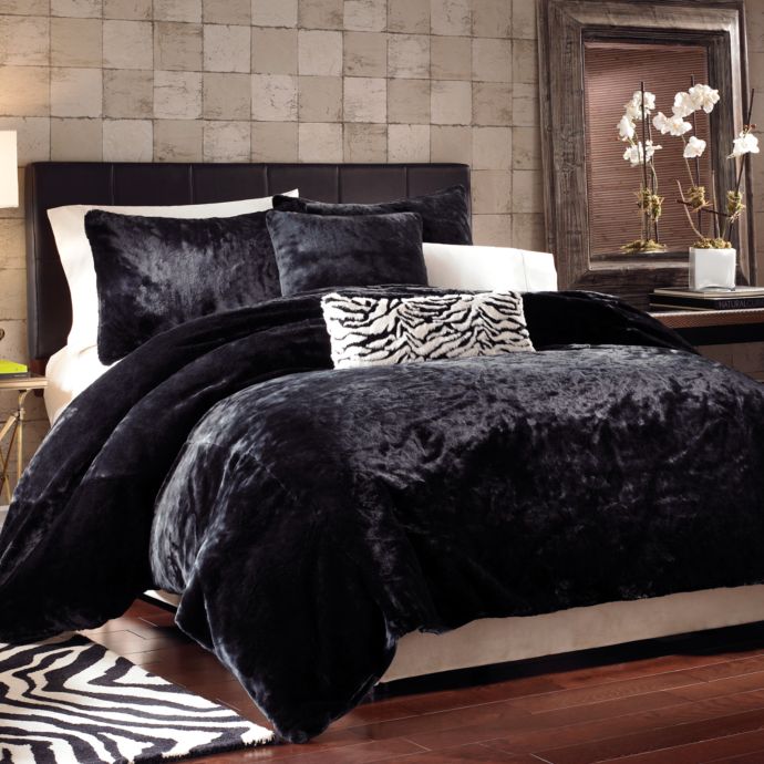 Black Panther Faux Fur Duvet Cover Set Bed Bath Beyond