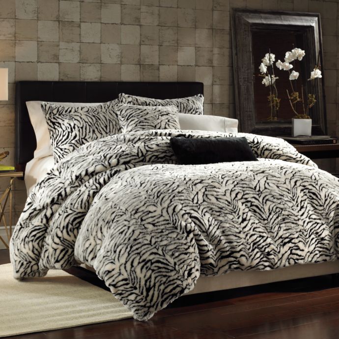 White Tiger Faux Fur Duvet Cover Set Bed Bath Beyond