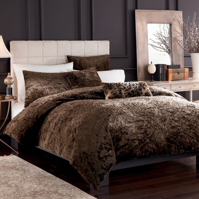 Puma Brown Faux Fur Full Queen Duvet Cover Set Bed Bath Beyond