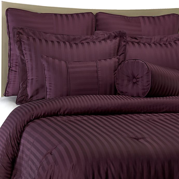 Down Alternative Comforter All Season Egyptian Cotton Queen Size Lavender Stripe