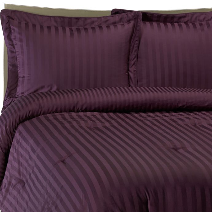 Wamsutta Damask Stripe Comforter Set In Purple Bed Bath Beyond