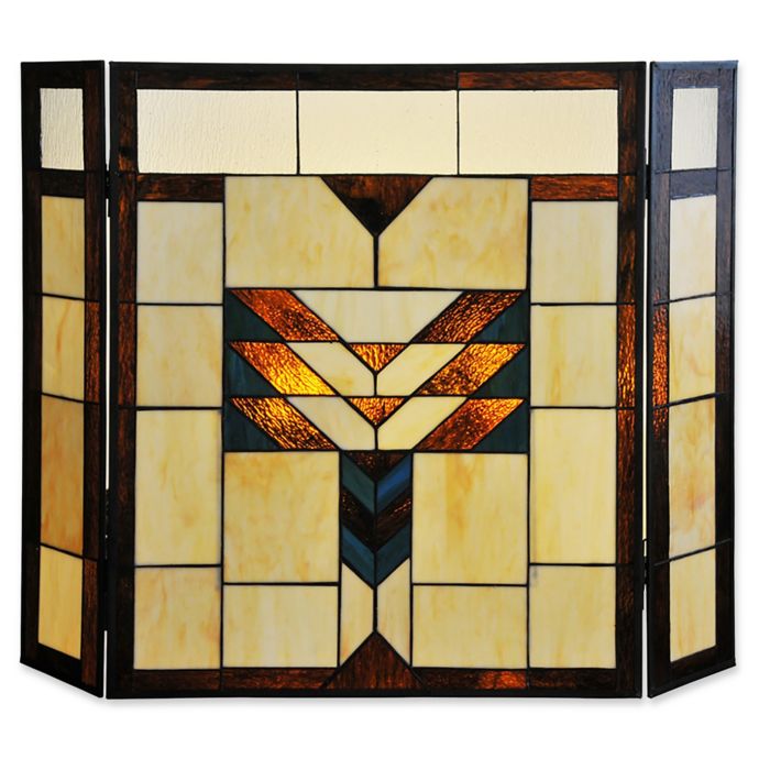 River Of Goods Mission Stained Glass Fireplace Screen Bed Bath