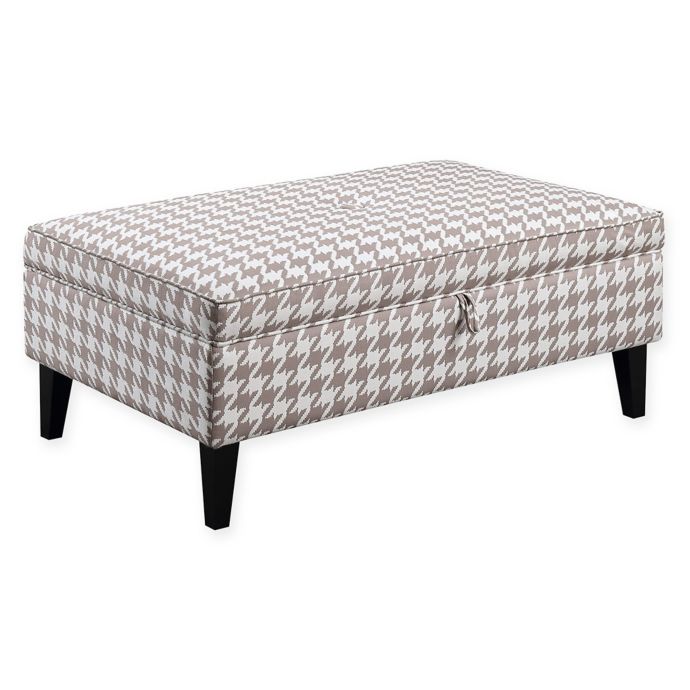 Montgomery Storage Ottoman With Beige Chevron Dobby Pattern Bed Bath Beyond