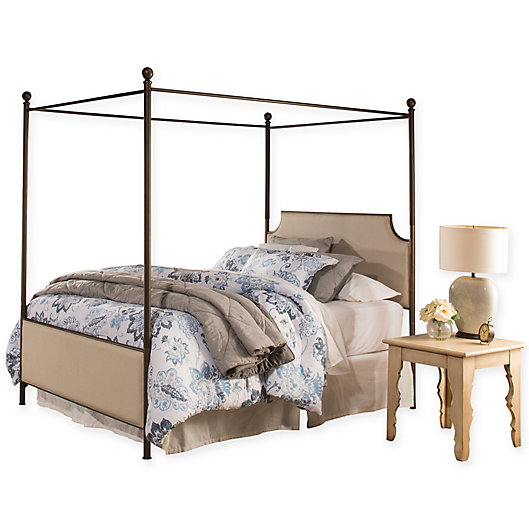 Alternate image 1 for Hillsdale Furniture McArthur Queen Metal Canopy Bed in Linen Stone with Bronze Finish