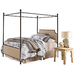 Hillsdale Furniture McArthur Queen Metal Canopy Bed in Linen Stone with Bronze Finish