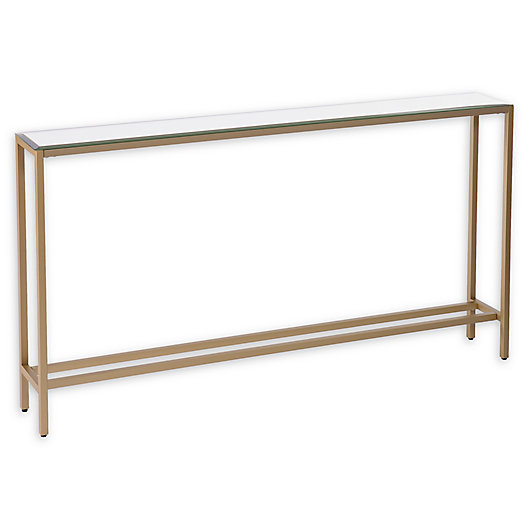 Console Table With Mirror Top In Gold, Gold Console Table With Mirror Top