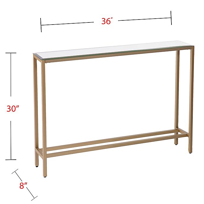 Console Table With Mirror Top In Gold, 9 Inch Console Table
