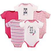 Hudson Baby&reg; Size 3-6M 5-Pack &quot;One of a Kind&quot; Bodysuit in Dark Pink