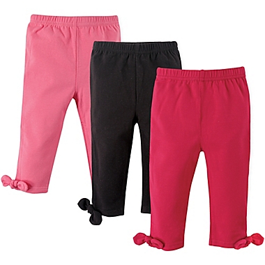 Hudson Baby&reg; Size 6-9M 3-Pack Knot-Bow Leggings in Pink/Black. View a larger version of this product image.