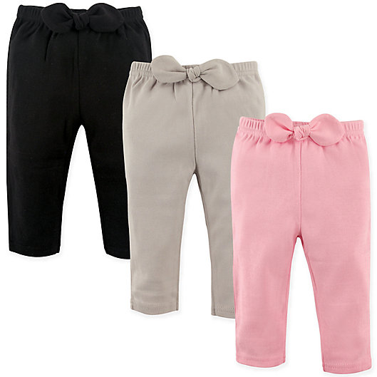 Alternate image 1 for Hudson Baby® Size 5T 3-Pack Waist-Bow Pants in Pink/Black
