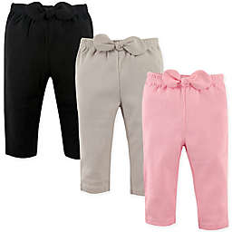Hudson Baby® 3-Pack Waist-Bow Pants in Pink/Black
