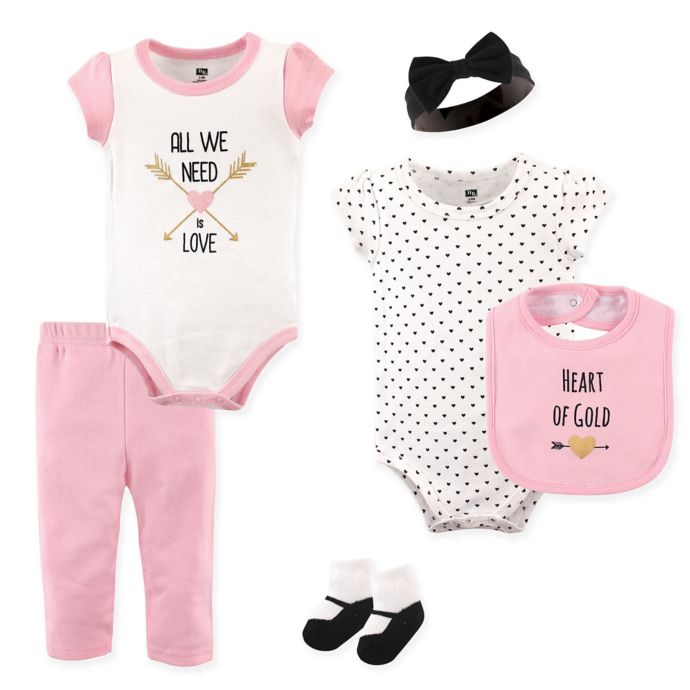 Hudson Baby 6 Piece Heart Of Gold Layette Set In Gold Buybuy Baby