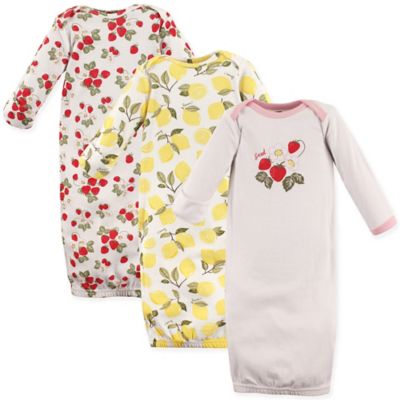Hudson Baby&reg; 3-Pack Strawberry and Lemon Gowns