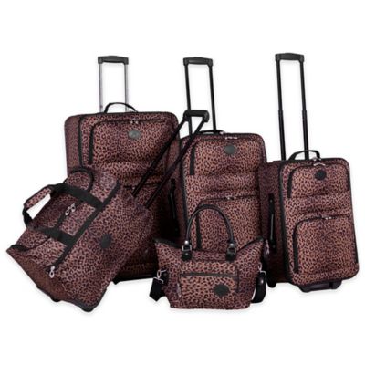 leopard print luggage set for sale