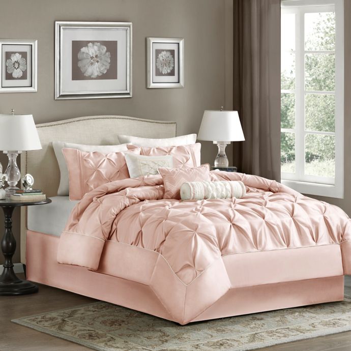 Madison Park Laurel 7 Piece Comforter Set In Blush Bed Bath Beyond