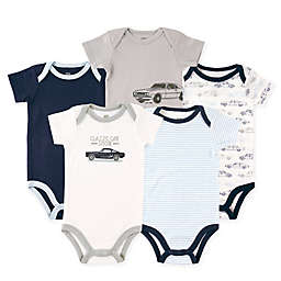 Hudson Baby® Cars 5-Pack Short Sleeve Bodysuits in Blue