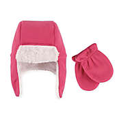 Hudson Baby 2-Piece Trapper Hat and Mitten Set in Dark Pink