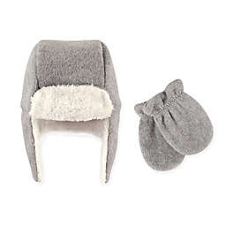 Hudson Baby Size 0-6M 2-Piece Trapper Hat and Mitten Set in Grey