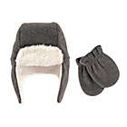 Alternate image 0 for Hudson Baby&reg; Size 6-12M 2-Piece Trapper Hat and Mitten Set in Charcoal
