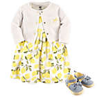 Alternate image 0 for Hudson Baby&reg; Size 6-9M 4-Piece Lemons Dress, Cardigan and Shoe Set in Yellow