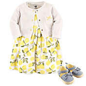 Hudson Baby&reg; Size 6-9M 4-Piece Lemons Dress, Cardigan and Shoe Set in Yellow