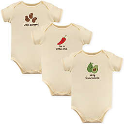 Touched by Nature 3-6M Avocado 3-Pack Organic Cotton Bodysuits in Beige