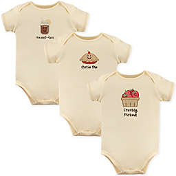 Touched by Nature Size 3-6M 3-Pack Freshly Picked Organic Cotton Bodysuits in Beige